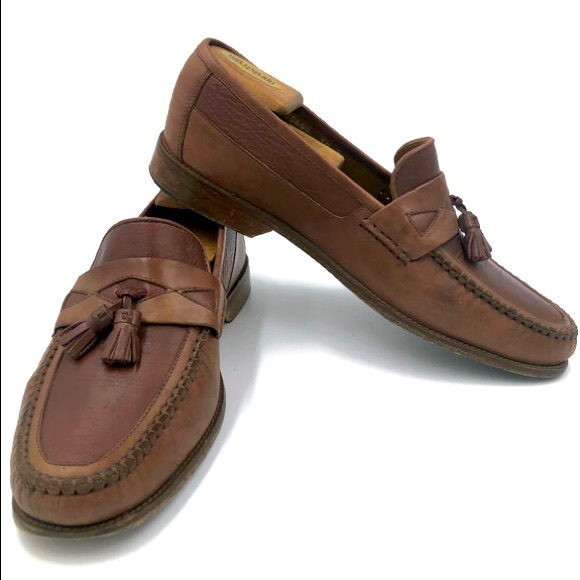 E.T. Wright Beige Brown Leather Tassle Loafer - Picture 1 of 8